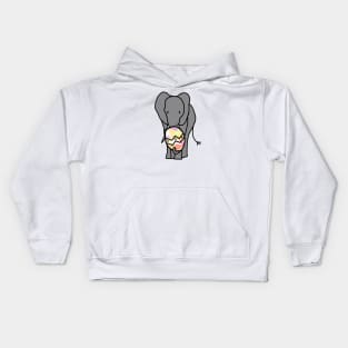 Grey Elephant Holding Big Easter Egg Kids Hoodie